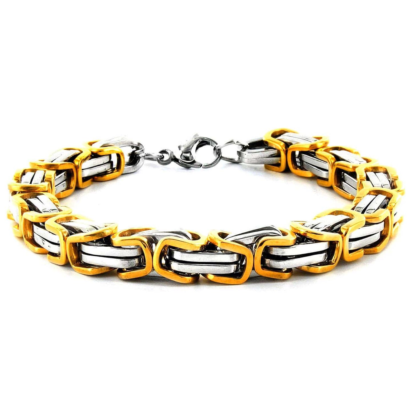 West Coast Jewelry West Coast Jewelry - Two Tone Stainless Steel Byzantine Chain Bracelet
