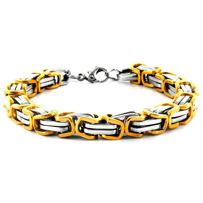West Coast Jewelry West Coast Jewelry - Two Tone Stainless Steel Byzantine Chain Bracelet