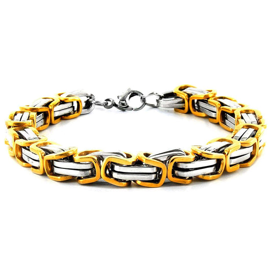 West Coast Jewelry West Coast Jewelry - Two Tone Stainless Steel Byzantine Chain Bracelet
