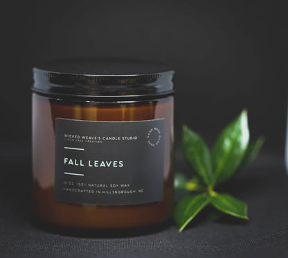 Wicked Weave’s Candle Studio Fall Leaves Soy Wax Candle (5 Size Options): 8 oz Jar Candle