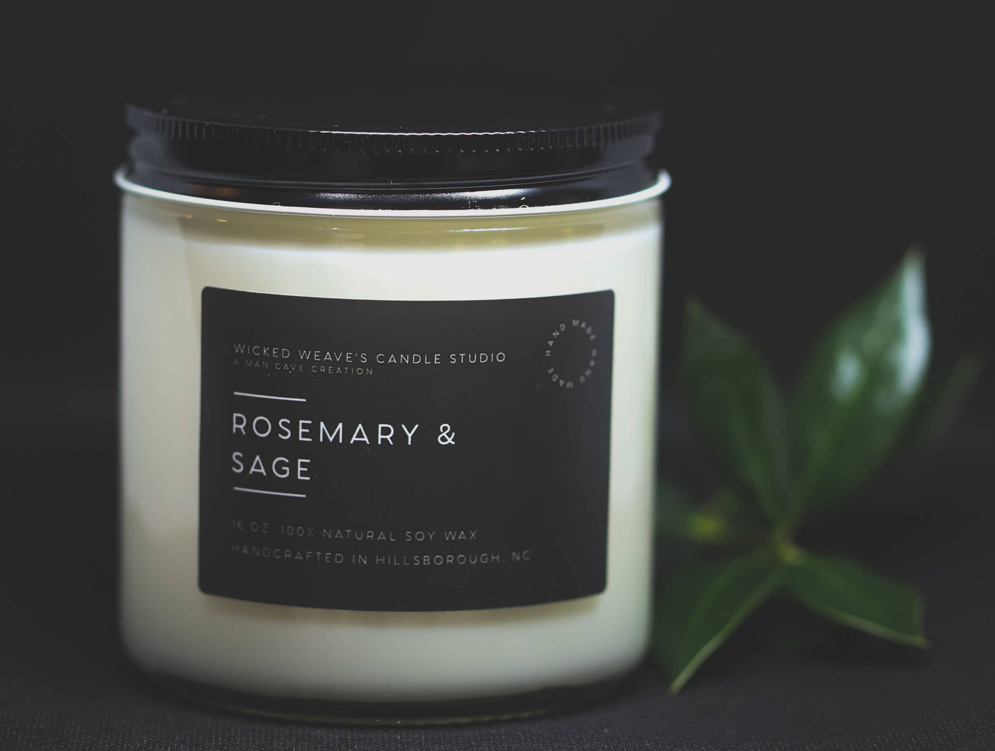 Wicked Weave’s Candle Studio Rosemary & Sage Soy Wax Candle (4 Size Options): 8 oz Jar Candle