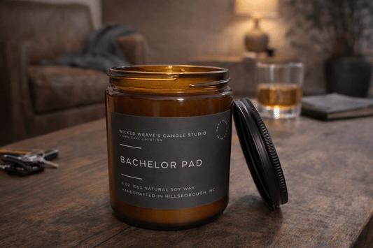 Wicked Weave’s Candle Studio Wicked Weave’s Candle Studio - Bachelor Pad Soy Wax Candle (4 Size Options): 2.4 oz Wax Melt