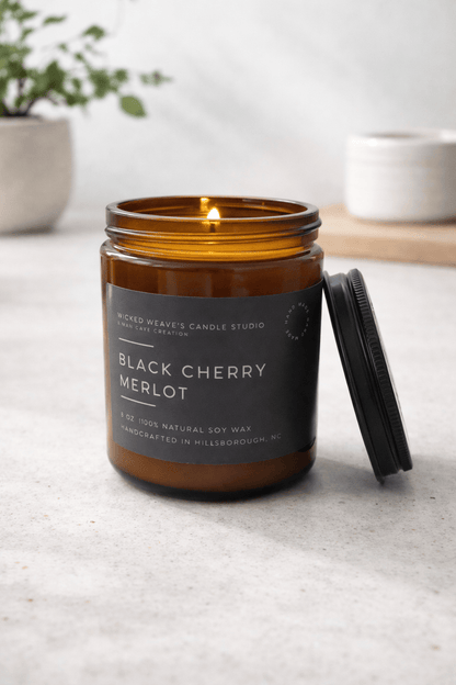 Wicked Weave’s Candle Studio Wicked Weave’s Candle Studio - Black Cherry Merlot Soy Wax Candle (4 Size Options): 2.4 oz Wax Melts
