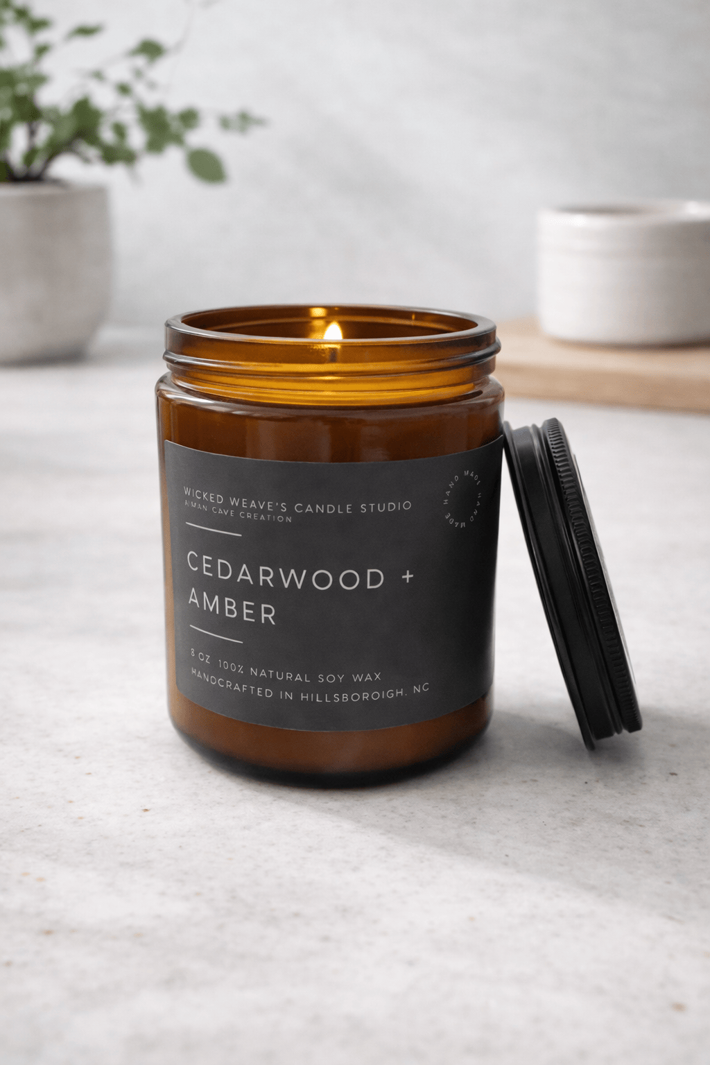 Wicked Weave’s Candle Studio Wicked Weave’s Candle Studio - Cedarwood & Amber Soy Wax Candle (4 options): 2.4 oz Wax Melts