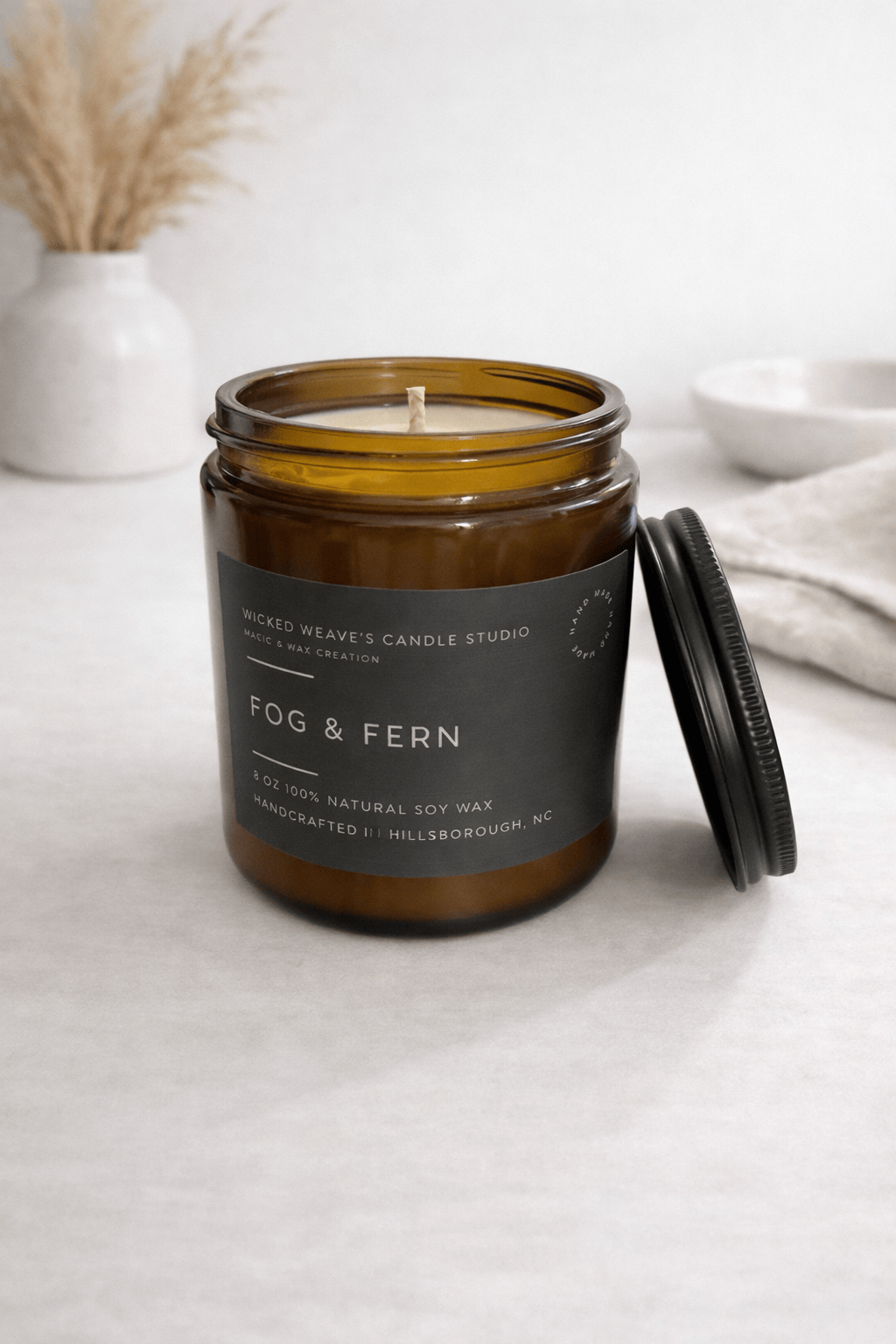 Wicked Weave’s Candle Studio Wicked Weave’s Candle Studio - Fog and Fern Soy Wax Candle (4 Size Options): 8 oz Jar Candle