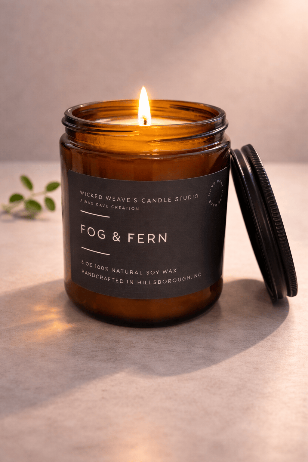 Wicked Weave’s Candle Studio Wicked Weave’s Candle Studio - Fog and Fern Soy Wax Candle (4 Size Options): 8 oz Jar Candle