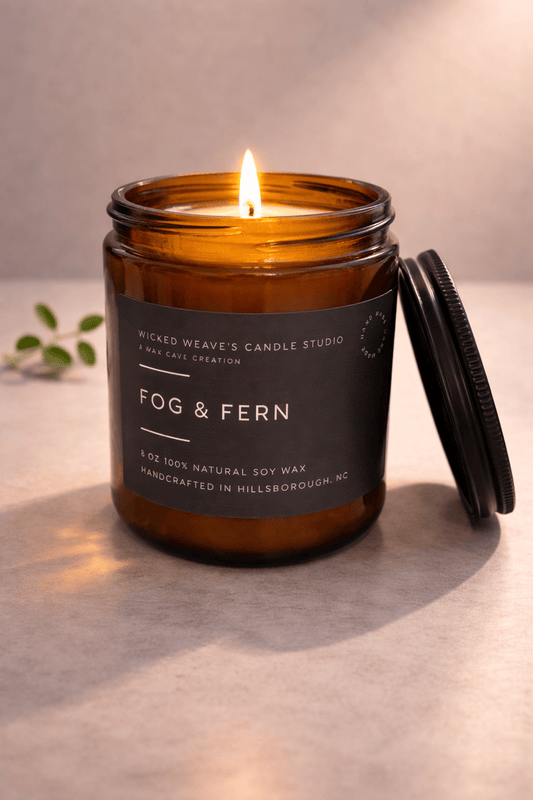Wicked Weave’s Candle Studio Wicked Weave’s Candle Studio - Fog and Fern Soy Wax Candle (4 Size Options): 8 oz Jar Candle