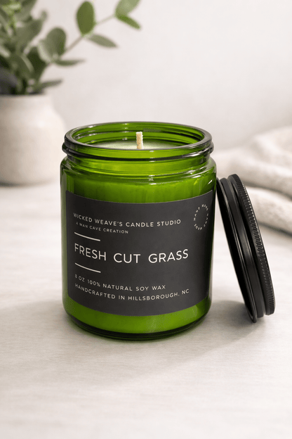 Wicked Weave’s Candle Studio Wicked Weave’s Candle Studio - Fresh Cut Grass Soy Wax Candle (4 Size Options): 8 oz Candle