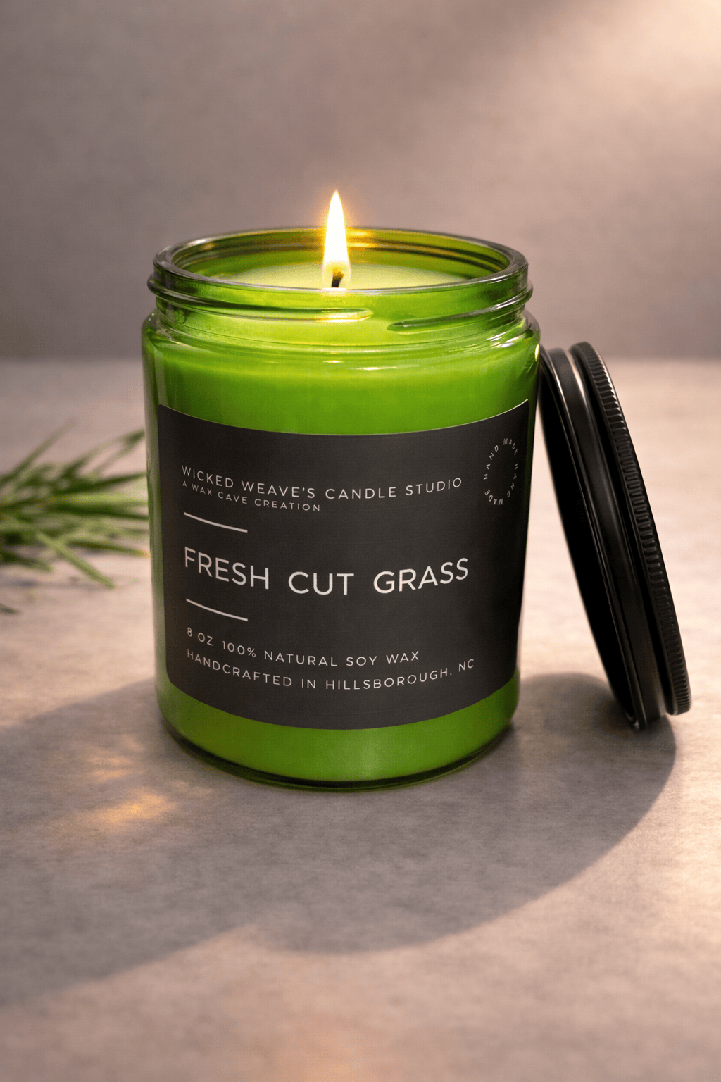 Wicked Weave’s Candle Studio Wicked Weave’s Candle Studio - Fresh Cut Grass Soy Wax Candle (4 Size Options): 8 oz Candle