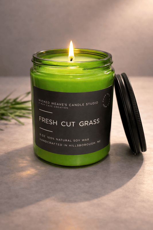 Wicked Weave’s Candle Studio Wicked Weave’s Candle Studio - Fresh Cut Grass Soy Wax Candle (4 Size Options): 8 oz Candle
