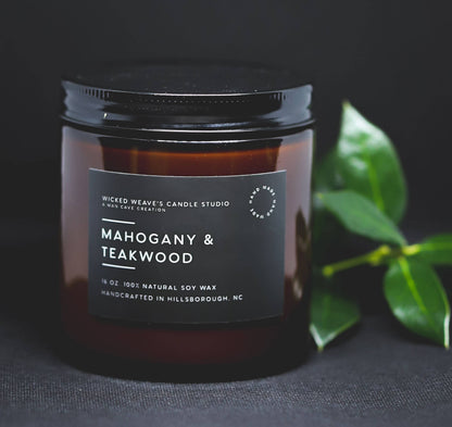 Wicked Weave’s Candle Studio Wicked Weave’s Candle Studio - Mahogany Teakwood  Soy Wax Candle (5 Size Options): 2.4 oz Wax Melts