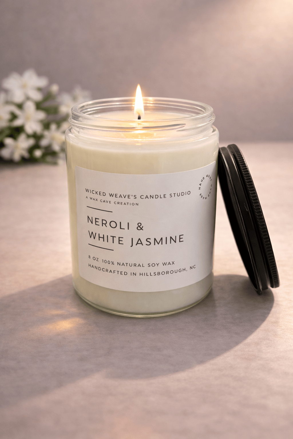 Wicked Weave’s Candle Studio Wicked Weave’s Candle Studio - Neroli & White Jasmine Soy Wax Candle (4 Size Options) : 8oz Jar Candles