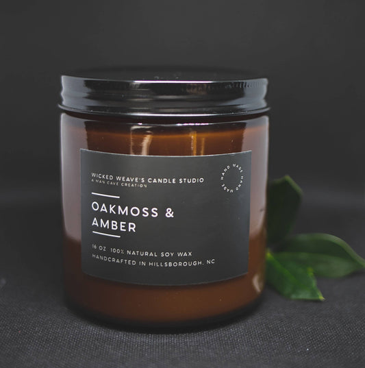 Wicked Weave’s Candle Studio Wicked Weave’s Candle Studio - Oakmoss & Amber Soy Wax Candle (5 Size Options): 2.4 oz Wax Melts