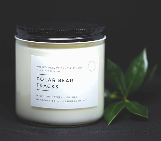Wicked Weave’s Candle Studio Wicked Weave’s Candle Studio - Polar Bear Tracks Soy Wax Candle (4 Size Options): 8 oz Jar Candle