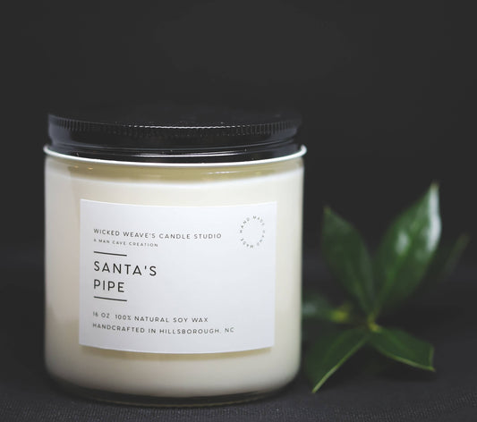 Wicked Weave’s Candle Studio Wicked Weave’s Candle Studio - Santa's Pipe Soy Wax Candle (4 Size Options): 8 oz Jar Candle