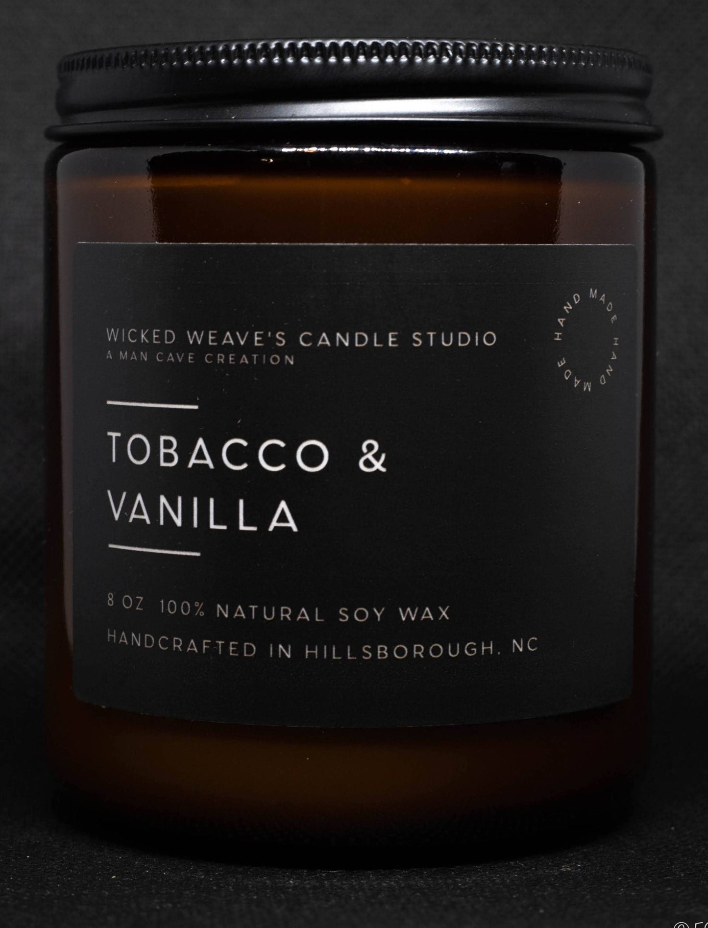 Wicked Weave’s Candle Studio Wicked Weave’s Candle Studio - Tobacco & Vanilla Soy Wax Candle (3 Size Options): 8 oz Candle