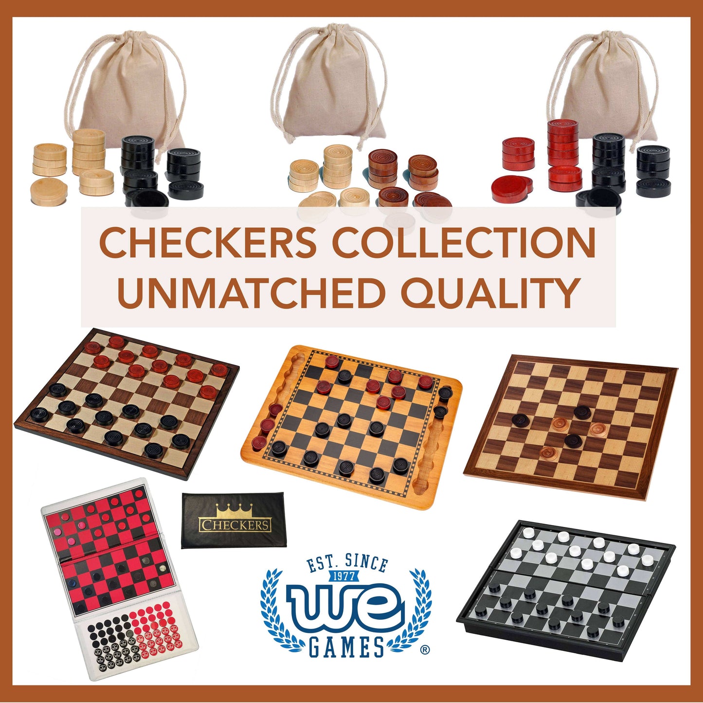 Wood Expressions Wood Expressions - 14.5 in. Red and Black Solid Wood Checkers Set