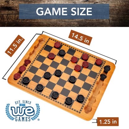 Wood Expressions Wood Expressions - 14.5 in. Red and Black Solid Wood Checkers Set