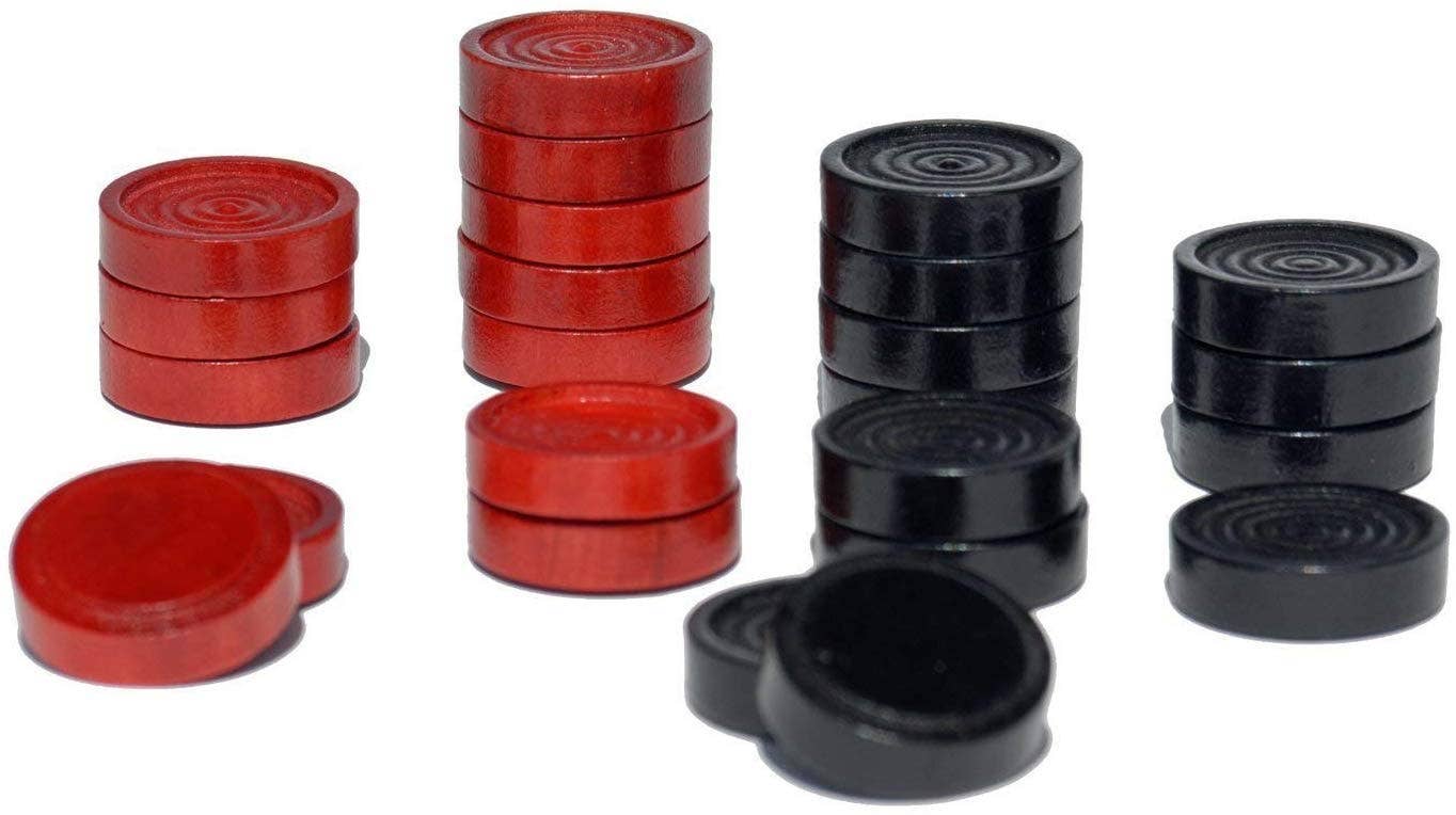 Wood Expressions Wood Expressions - 14.5 in. Red and Black Solid Wood Checkers Set
