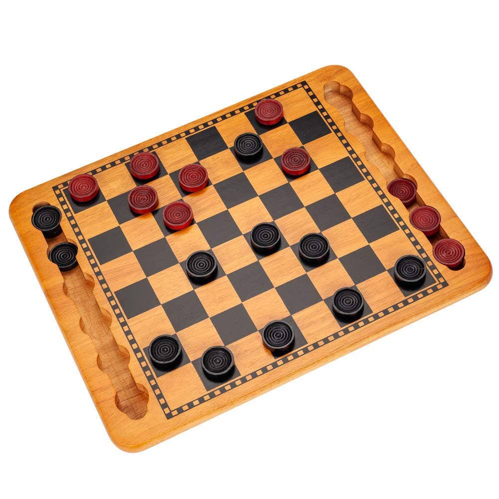 Wood Expressions Wood Expressions - 14.5 in. Red and Black Solid Wood Checkers Set