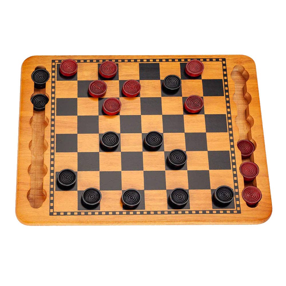 Wood Expressions Wood Expressions - 14.5 in. Red and Black Solid Wood Checkers Set