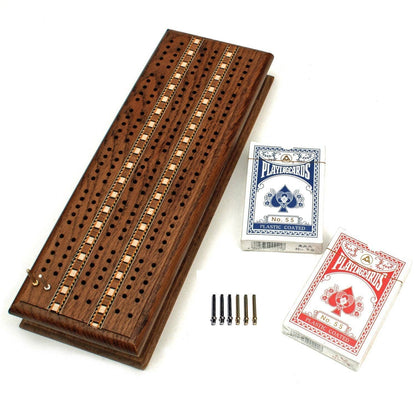 Wood Expressions Wood Expressions - Cribbage Set - Solid Oak Medium Stained Sprint 3 Track
