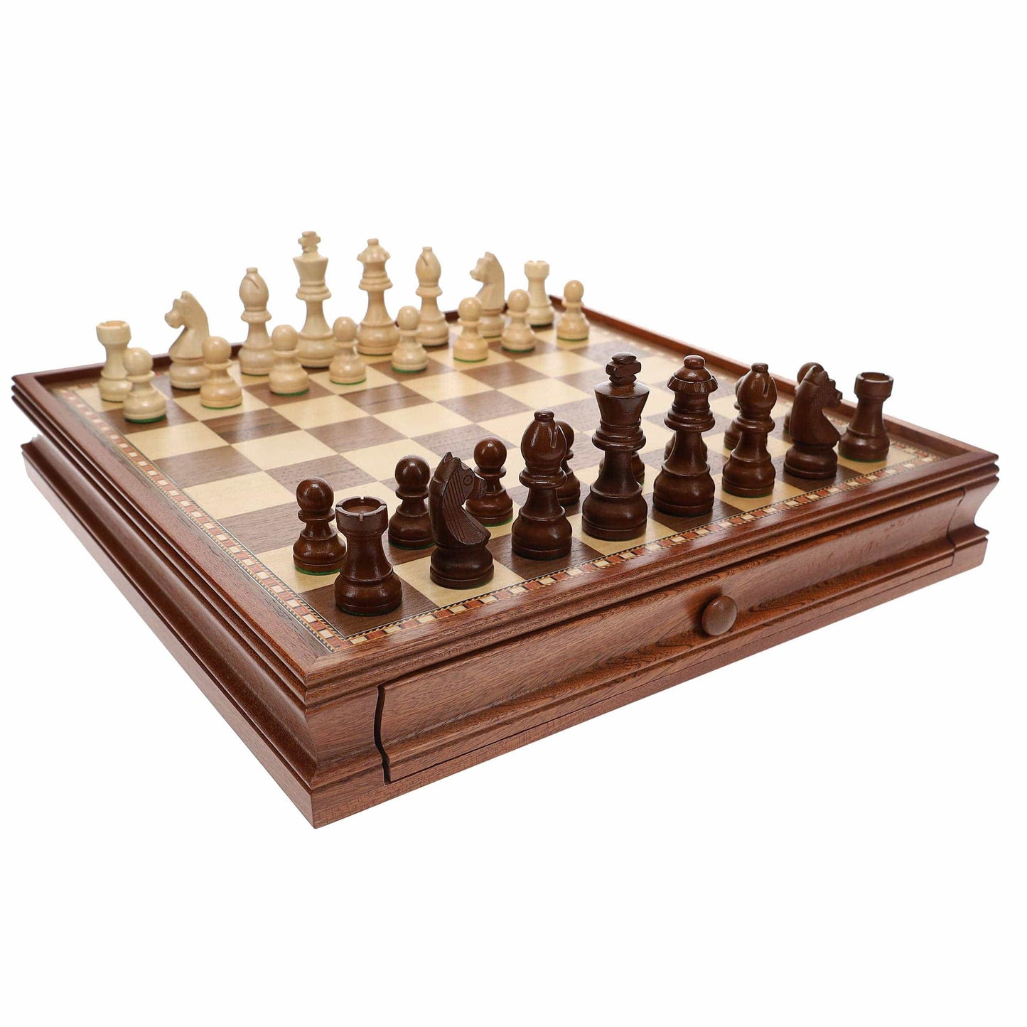 Wood Expressions Wood Expressions - French Staunton Wood Chess & Checkers Set, 15 inch