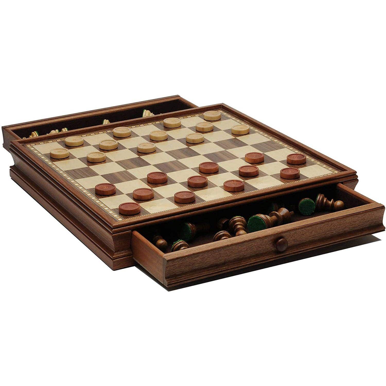 Wood Expressions Wood Expressions - French Staunton Wood Chess & Checkers Set, 15 inch