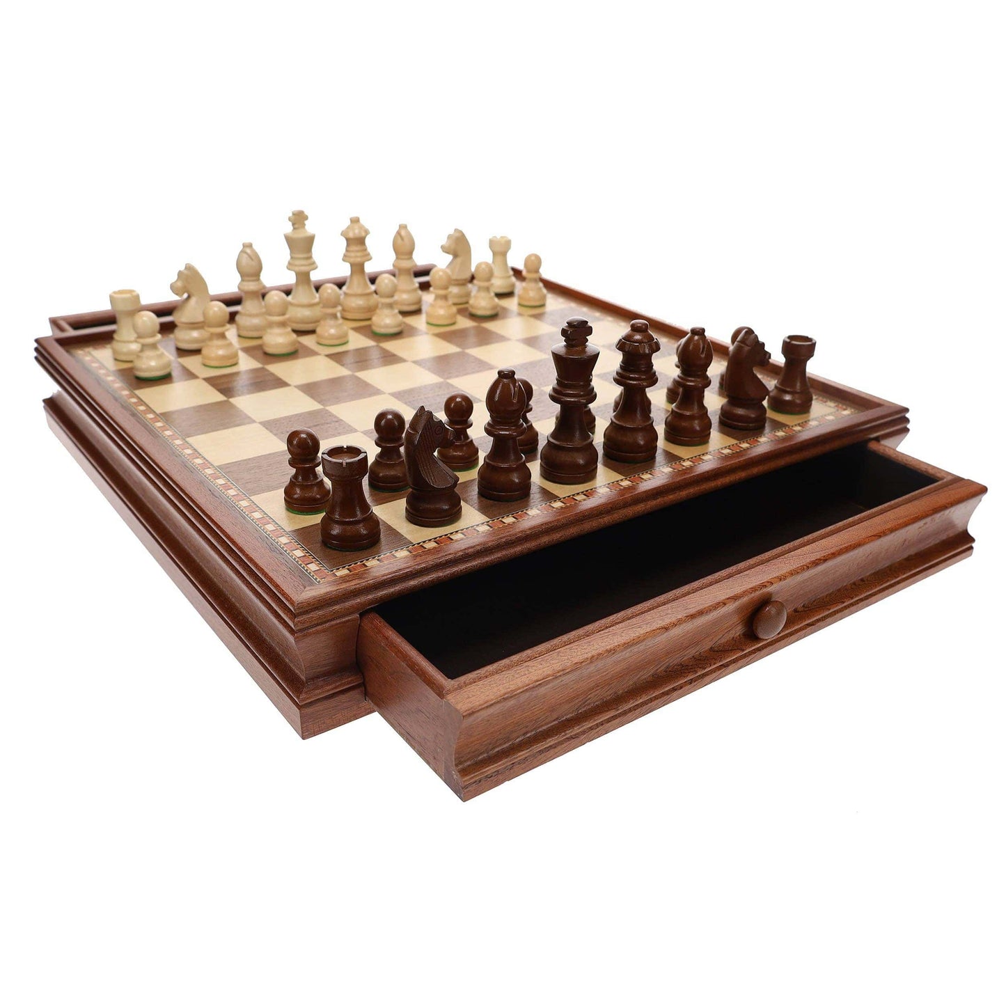 Wood Expressions Wood Expressions - French Staunton Wood Chess & Checkers Set, 15 inch
