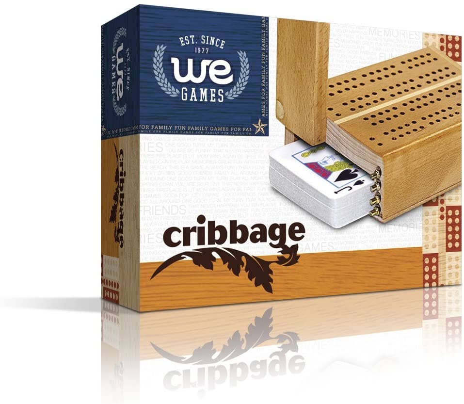 Wood Expressions Wood Expressions - Mini Travel Cribbage Set - Nautical Print - Wood, 2 Track