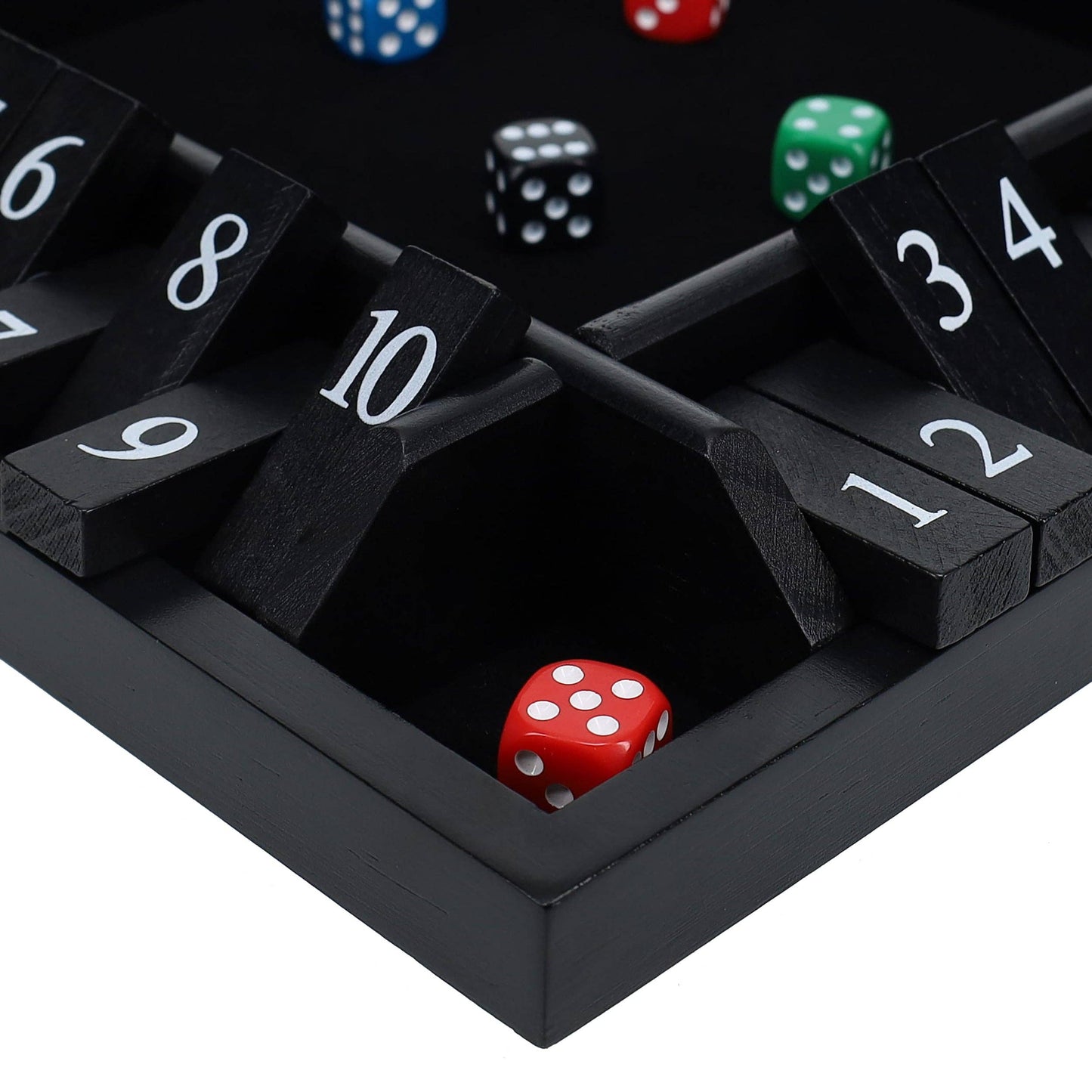 Wood Expressions Wood Expressions - Pacific Shore Games 4 Player Shut the Box Dice Board Game with Black Stained Wood - 12 in.: Black Stained / 12 inches