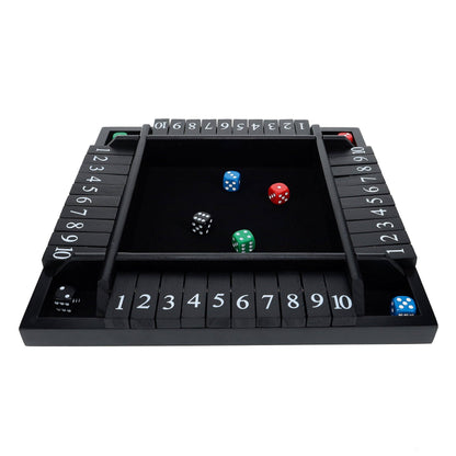 Wood Expressions Wood Expressions - Pacific Shore Games 4 Player Shut the Box Dice Board Game with Black Stained Wood - 12 in.: Black Stained / 12 inches