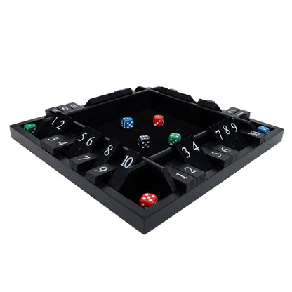 Wood Expressions Wood Expressions - Pacific Shore Games 4 Player Shut the Box Dice Board Game with Black Stained Wood - 12 in.: Black Stained / 12 inches