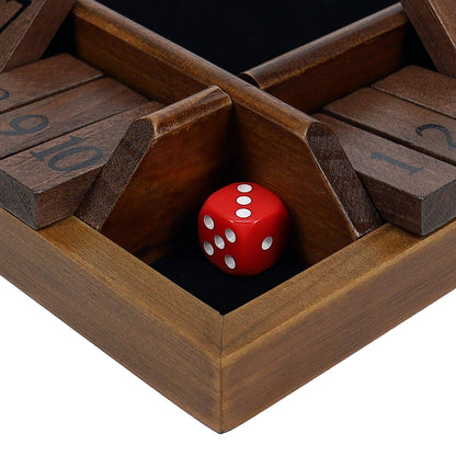 Wood Expressions Wood Expressions - Pacific Shore Games 4 Player Shut the Box Dice Board Game with Walnut Stained Wood - 12 in.: Walnut Stained / 12 inches