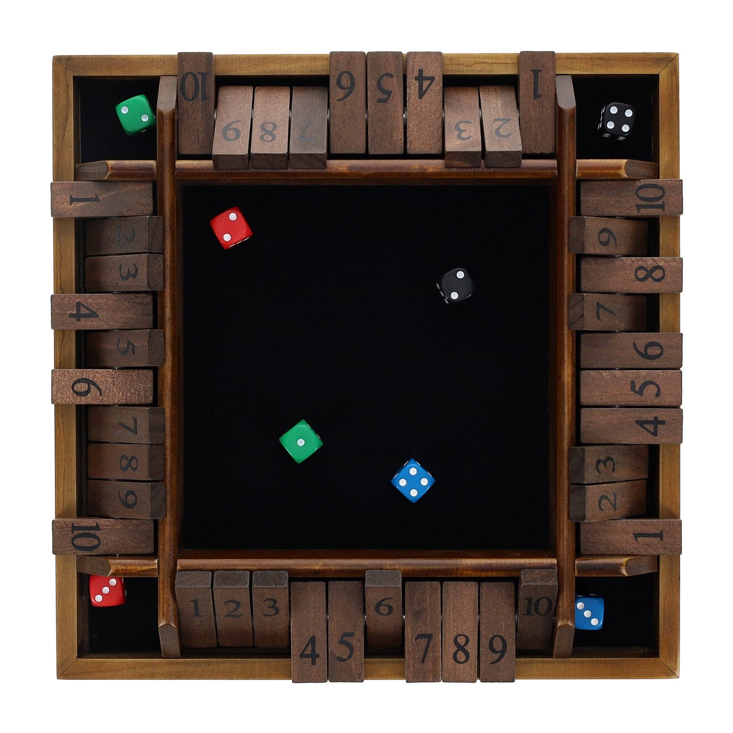 Wood Expressions Wood Expressions - Pacific Shore Games 4 Player Shut the Box Dice Board Game with Walnut Stained Wood - 12 in.: Walnut Stained / 12 inches