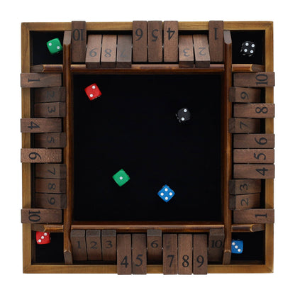 Wood Expressions Wood Expressions - Pacific Shore Games 4 Player Shut the Box Dice Board Game with Walnut Stained Wood - 12 in.: Walnut Stained / 12 inches