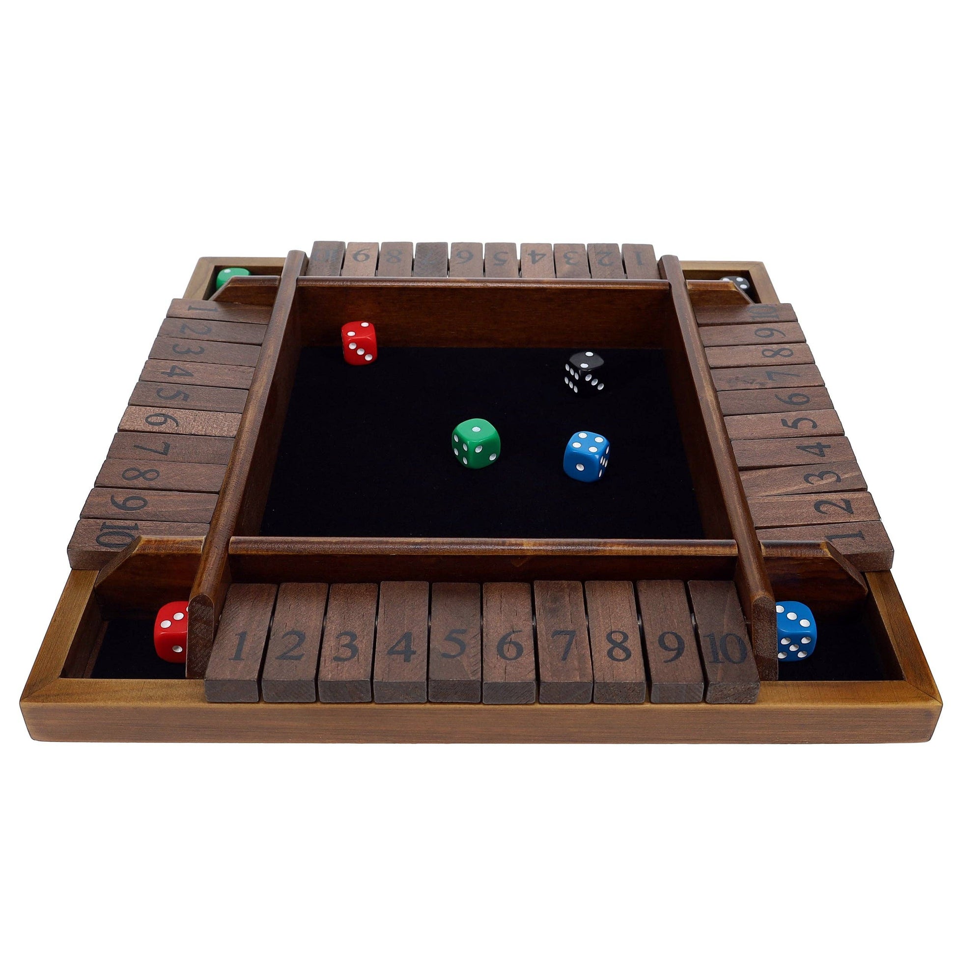 Wood Expressions Wood Expressions - Pacific Shore Games 4 Player Shut the Box Dice Board Game with Walnut Stained Wood - 12 in.: Walnut Stained / 12 inches