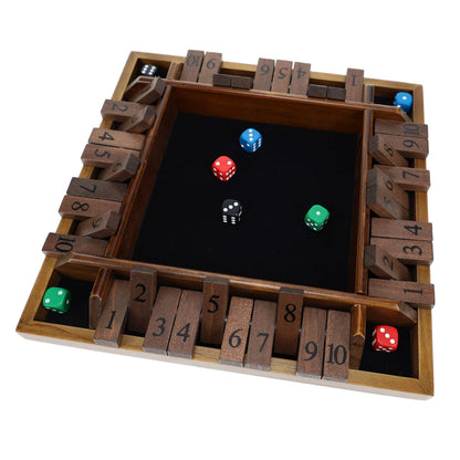 Wood Expressions Wood Expressions - Pacific Shore Games 4 Player Shut the Box Dice Board Game with Walnut Stained Wood - 12 in.: Walnut Stained / 12 inches