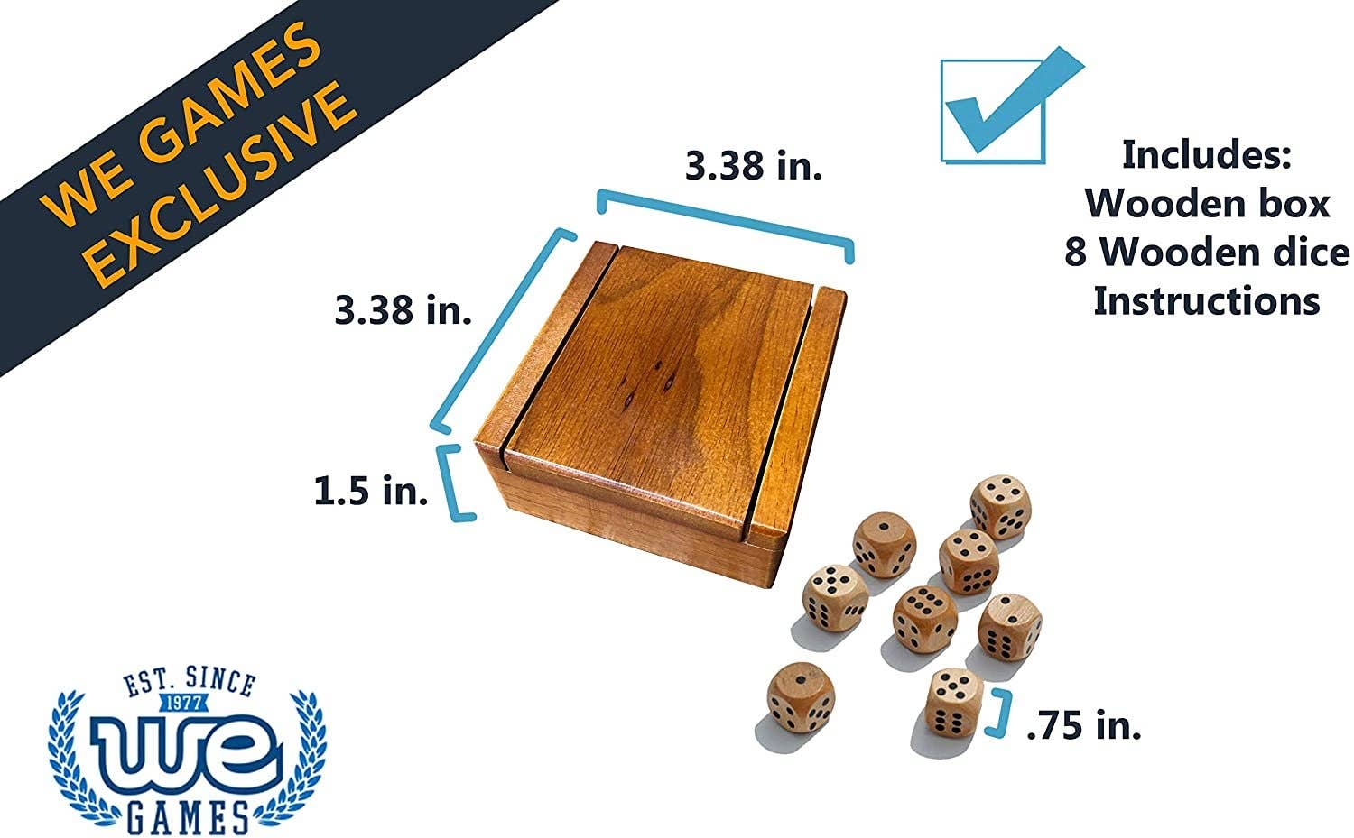 Wood Expressions Wood Expressions - Wooden Dice Box and 8 Wooden Dice