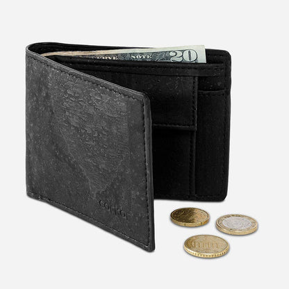 Corkor RFID Wallet Black BLACK - RFID Blocking - Cork Wallet With Coin Pocket - (Vegan)