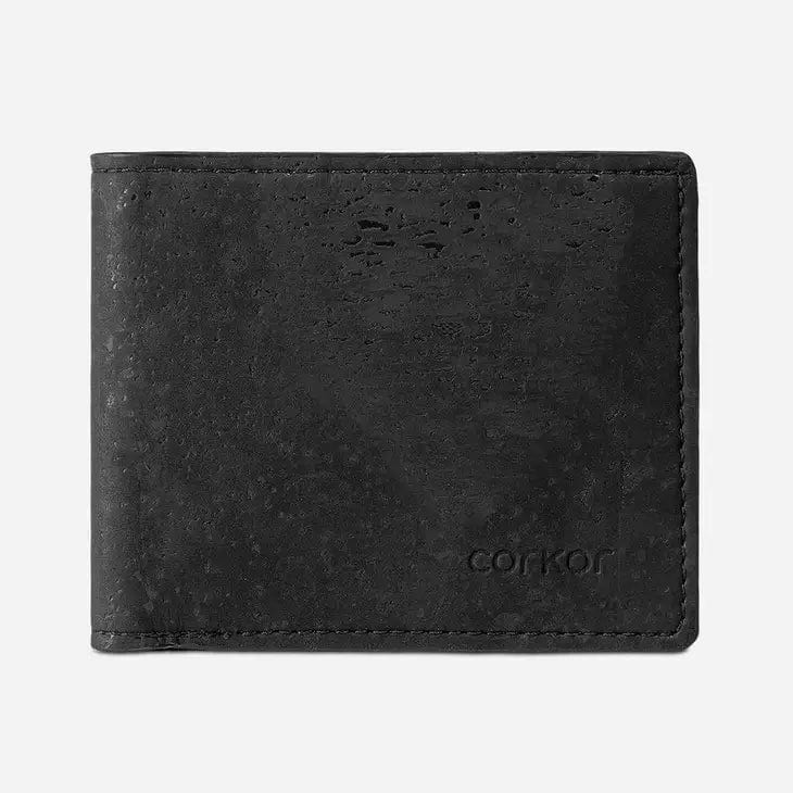 Corkor RFID Wallet Black BLACK - RFID Blocking - Cork Wallet With Coin Pocket - (Vegan)