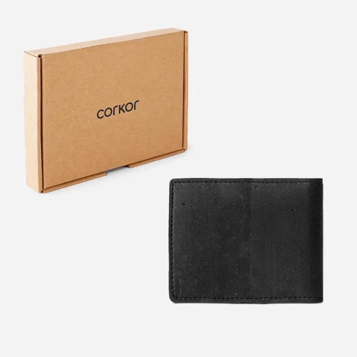 Corkor RFID Wallet Black BLACK - RFID Blocking - Cork Wallet With Coin Pocket - (Vegan)